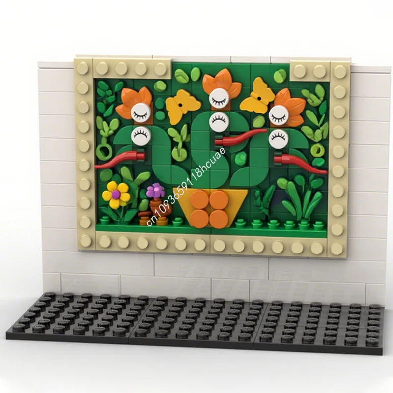 

155 шт. MOC цветы серпаются рядом с четвертым блоком питания, строительные блоки, рождественская игрушка для развития терпения и концентрации, подарок «сделай сам»