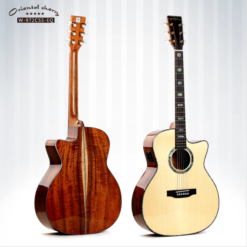 

Oriental cherry handmade high quality hot sale acoustic guitar for sale, full solid acoustic guitars wholesale in china