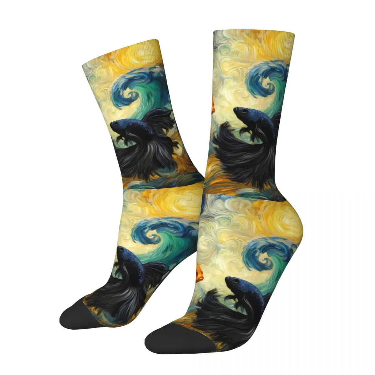 Van Gogh Starry Night Rose Sunflower Sock Printed Man Polyester