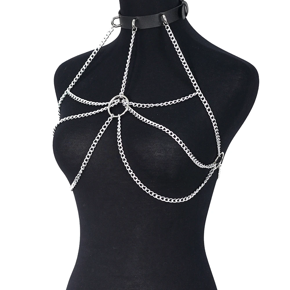 Women Sexy Corset Chains Belt Leather Lingerie Chest Harness Bondage Lingerie Gothic Body Chain WaistBand Clothing Accessorie