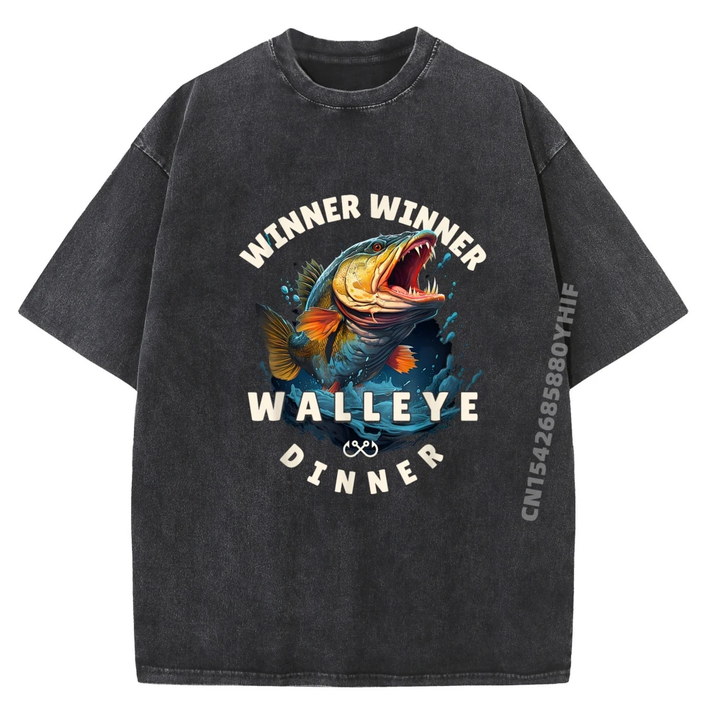 

Осенние мужские футболки Winner Walleye Dinner Walleye Забавная футболка мужская модная и модная стираная одежда