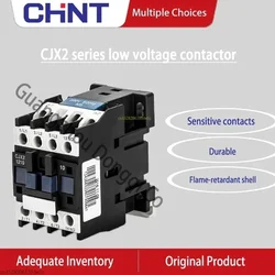 CHINT CJX2 LC1 AC Contactor Three Phase Coil Voltage 380V 220V 110V 36V 24V Din Rail 1NO 1NC LC1D 9A 12A 18A 25A 32A 40A 50A 65A