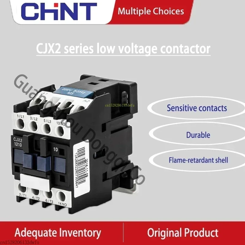 CHINT CJX2 LC1 AC Contactor Three Phase Coil Voltage 380V 220V 110V 36V 24V Din Rail 1NO 1NC LC1D 9A 12A 18A 25A 32A 40A 50A 65A