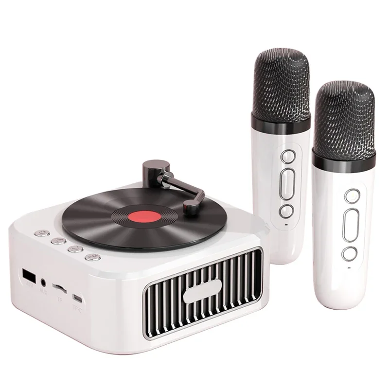 

Portable Wireless Bluetooth Speaker Vintage CD Record Style with Microphone Support AUX TF USB Flash Input Music Player