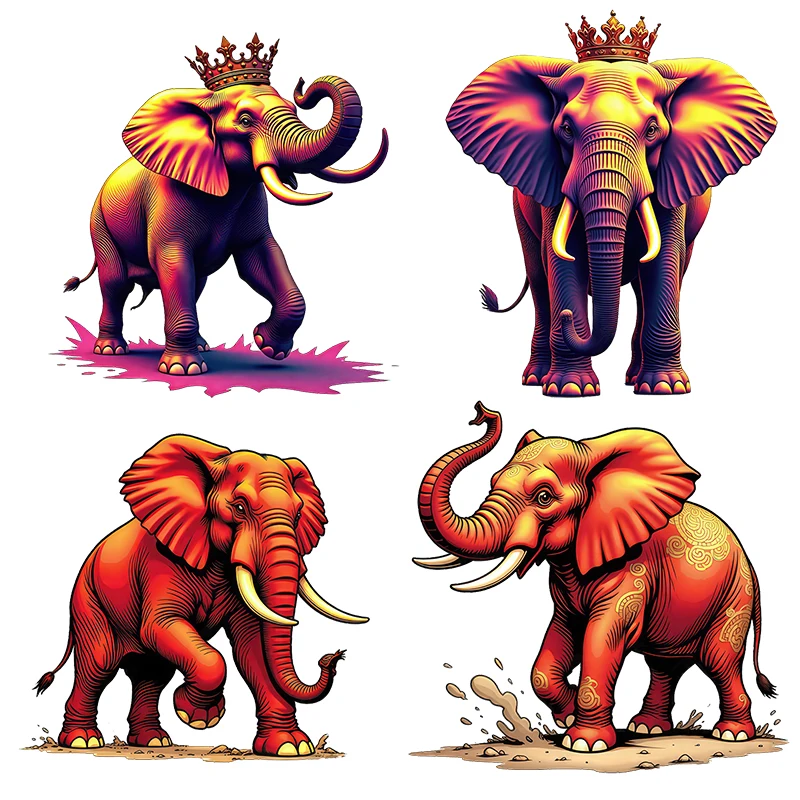Three Ratels CD48  Golden Crown Elephant Art Animal Stickers for Home Decoration Computer Stickers Personalized car decals