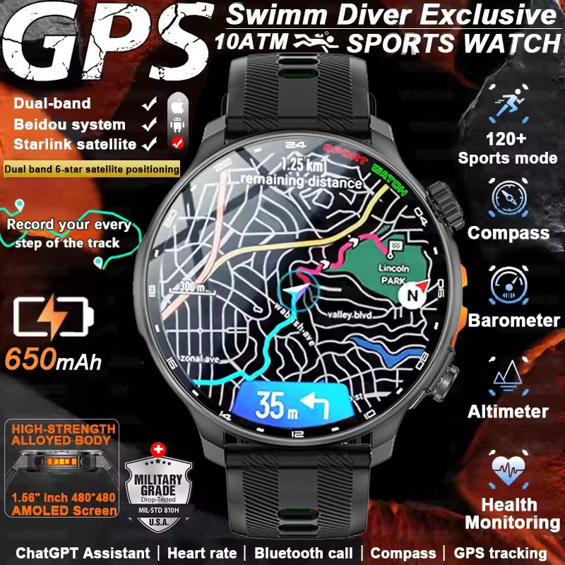 

New Outdoor Military T-Rex3 Ultra Smart Watch 500mAh Battery 3ATM Waterproof 1.43 LED Display Compass GPS Sports Tracker Outdoor