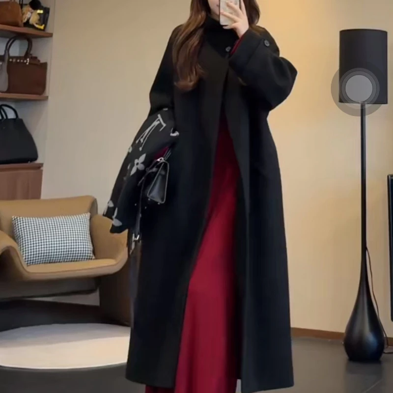 Autumn Winter New Fashion Long Sleeve V-neck Solid Women\'s Clothing Slim All-match Korean Temperament Casual Trend Chic Dresses