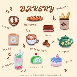 2pcs Cute Mini Baking Series Embroidery Patch Self-adhesive Applique DIY Scrapbooking School Supplies Decorative Phone Case Bags