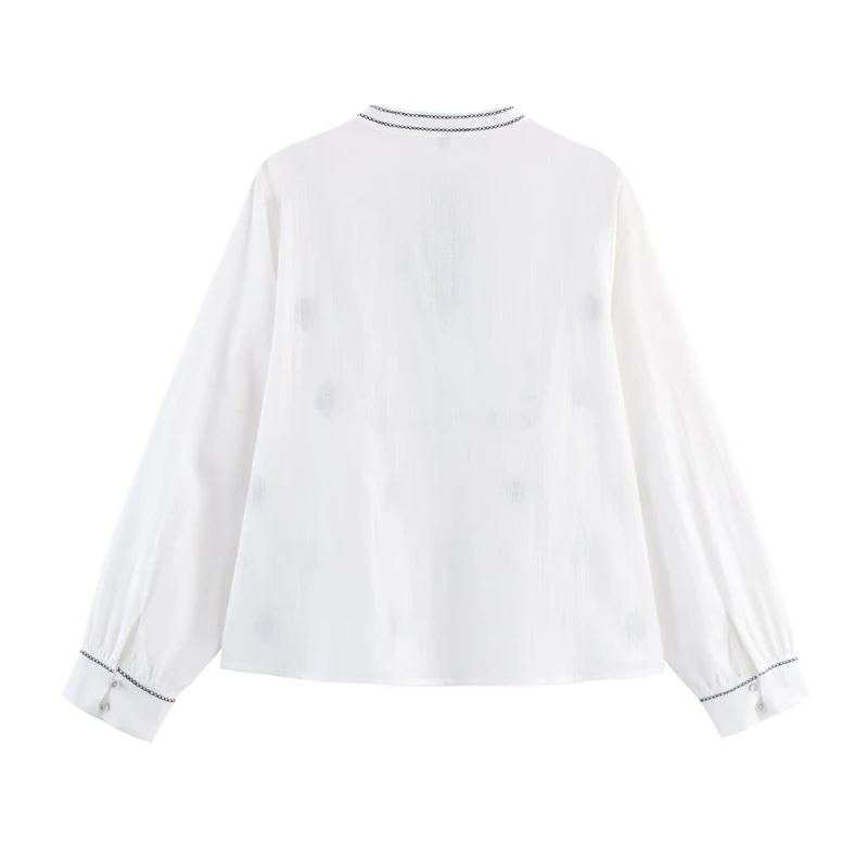 

KEYANKETIAN 2022, осенняя новая женская одежда, ретро-вышивка, v-образный вырез, кисточка, рубашка на шнуровке с длинными рукавами, женский пуловер, топ