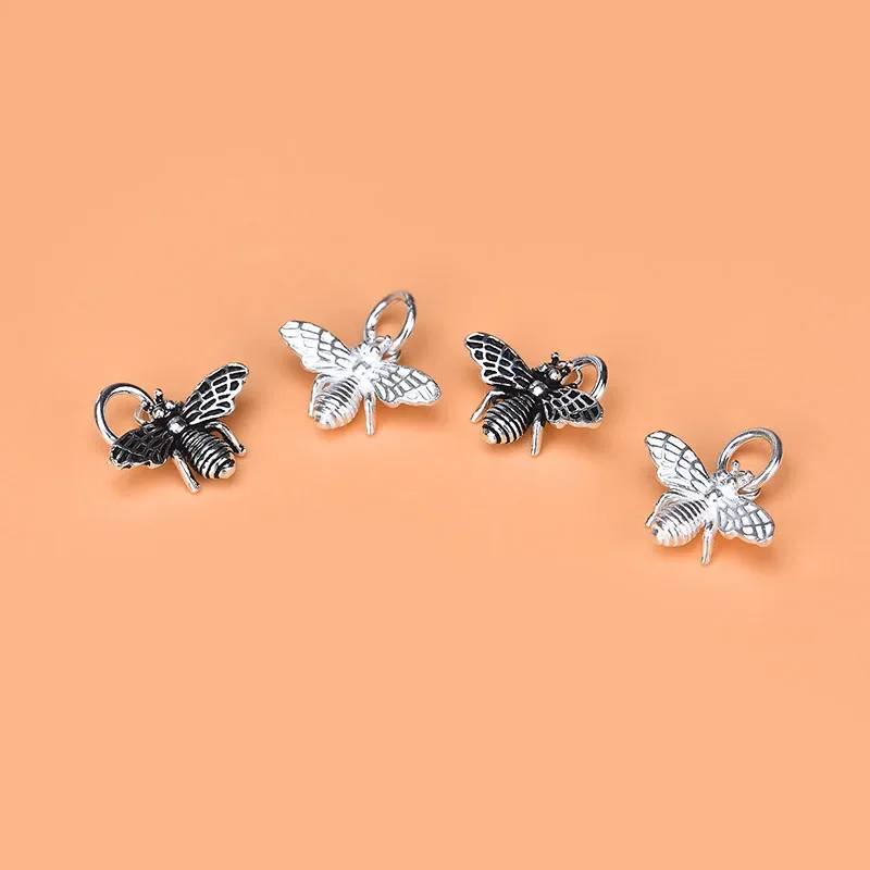 925 sterling silver Vintage Bee Pendant Handmade DIY necklace bracelet accessory view 3