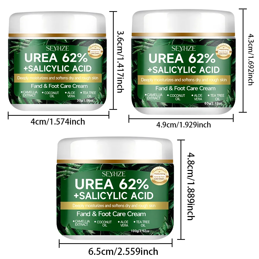 SEYHZE Fußcreme mit 62% Urea und Salicylsäure für trockene, raue Haut, Teebaumöl, Aloe-Butteröl, Glycerin, H-Aloe Vera Feuchtigkeitspflege – Detail 9