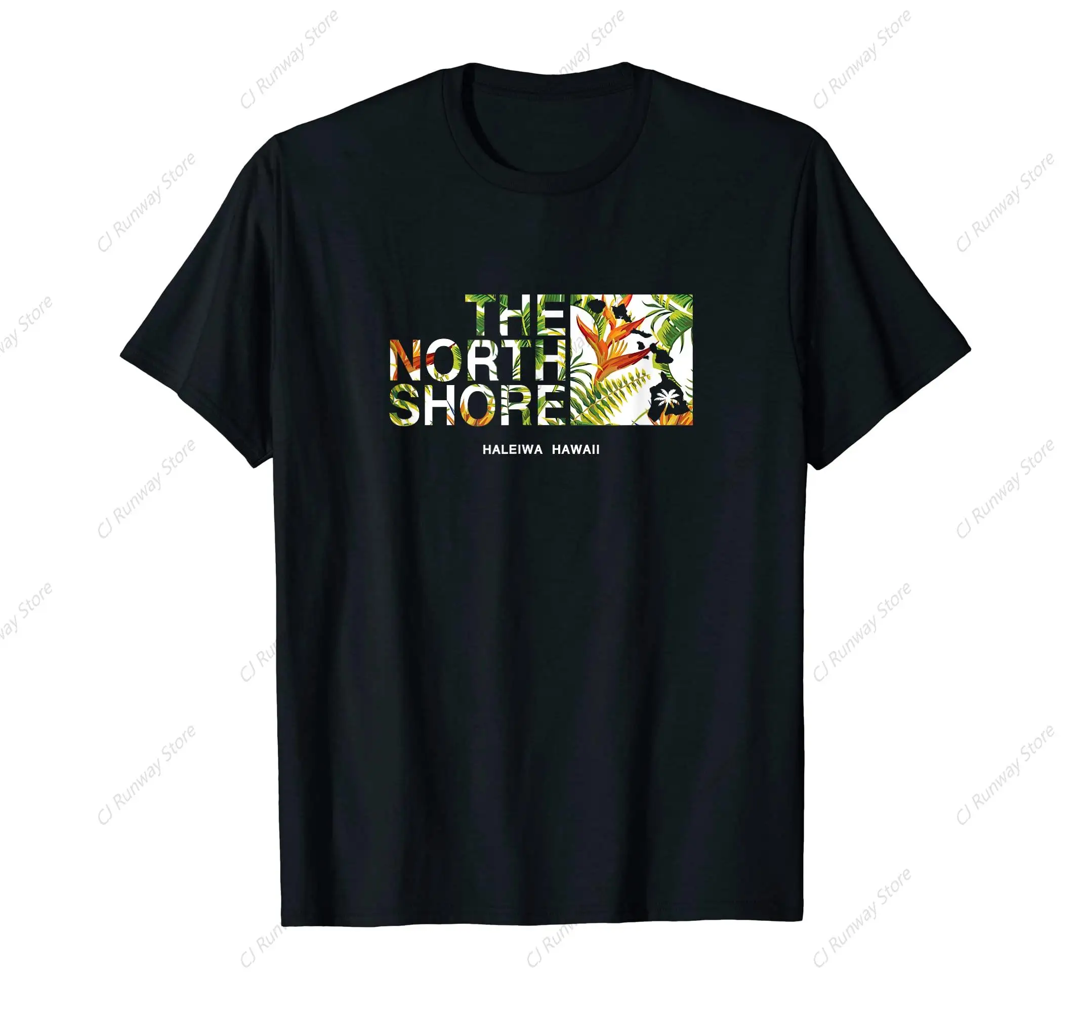 North Shore Haleiwa Bird of Paradise Hawaii T-Shirt Men Clothes Fashion Summer T-Shirts Streetwear 100% Cotton