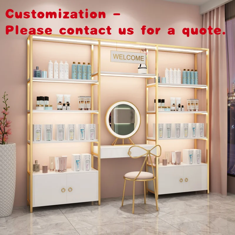 custom.Customized Counter Cosmetic Display Rack Middle Led Counter Stand