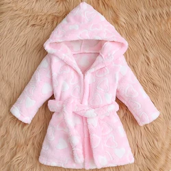 Autumn and winter baby children's coral velvet pajamas, baby hoodies, bathrobes, soft and comfortable pajamas, Child Accessories