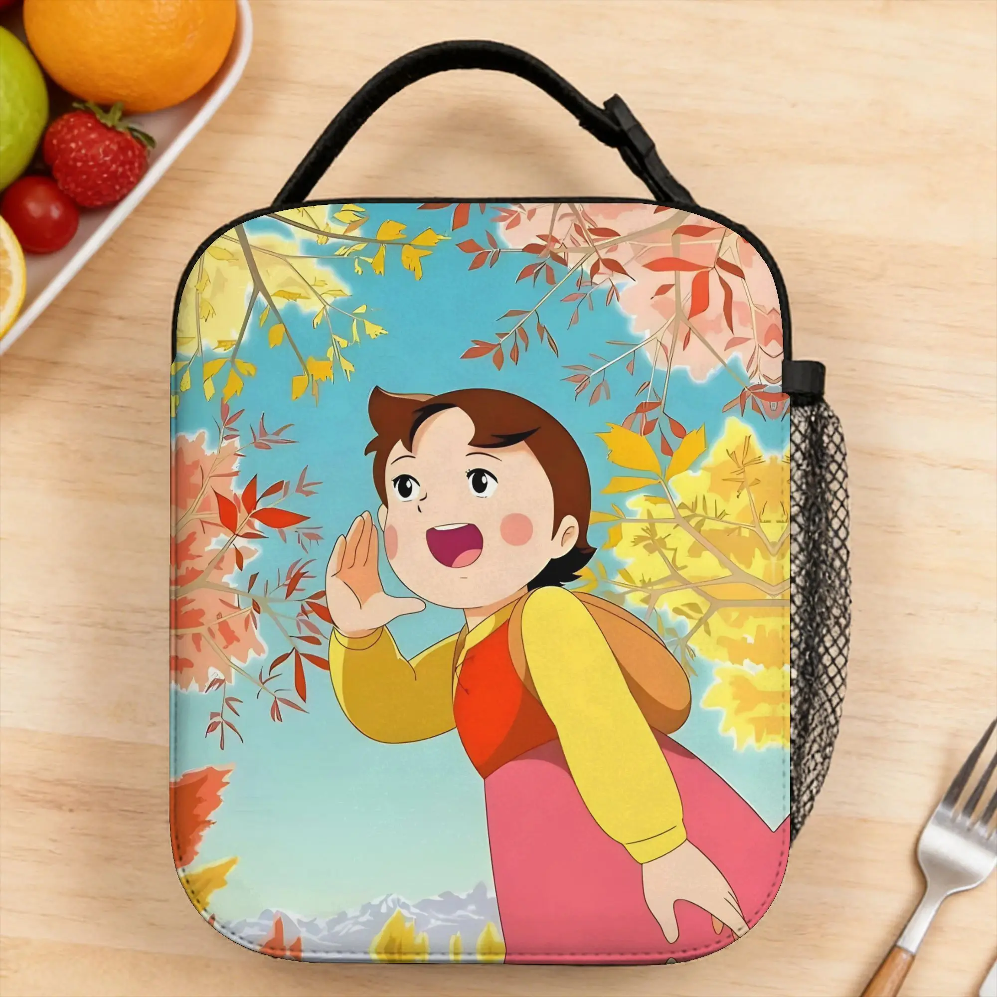 Heidi Joyful Autumn in the Alps Lunch Bag School Portable Thermal Lunch Bags For Child  Oxford Designer Cooler Bag