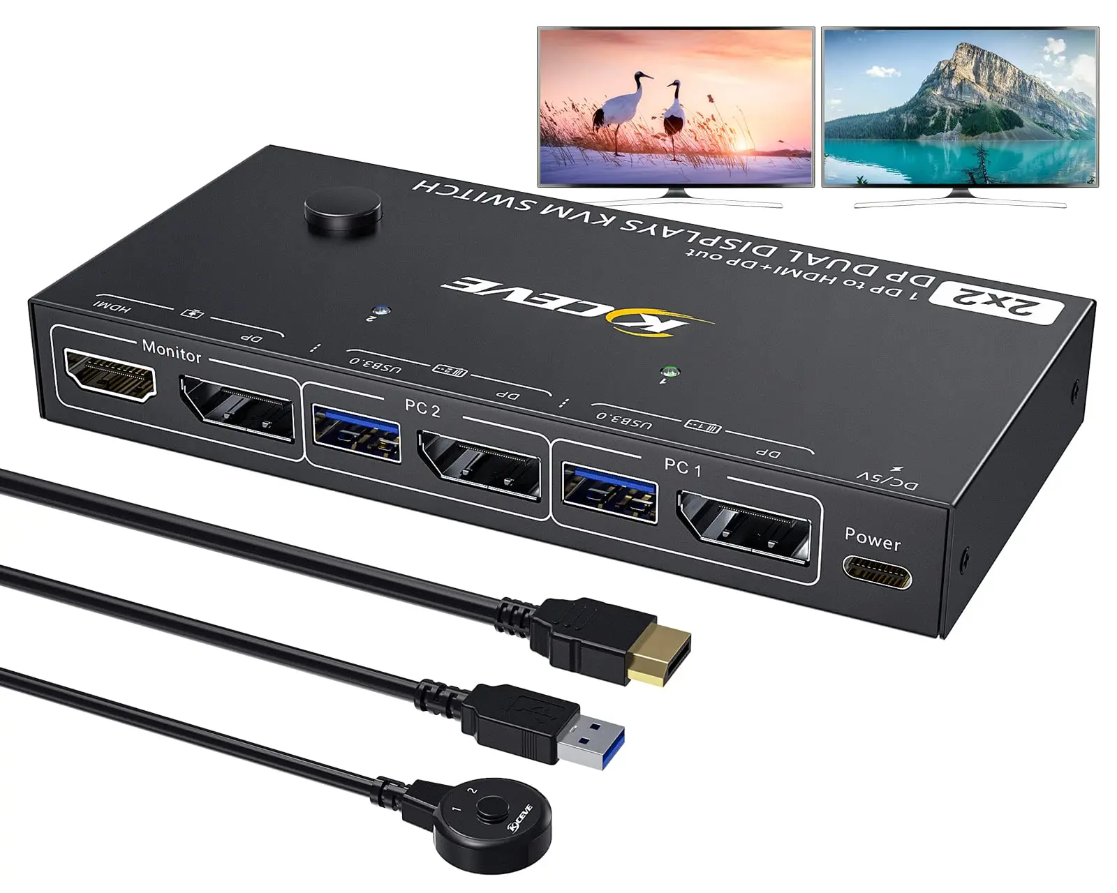 

KVM-переключатель USB 3.0 Displayport 2 компьютера 2 монитора 8K при 30 Гц 4K при 144 Гц, KVM-переключатель с двумя мониторами MST, вход DP, выход DP + HDMI, с 4 USB