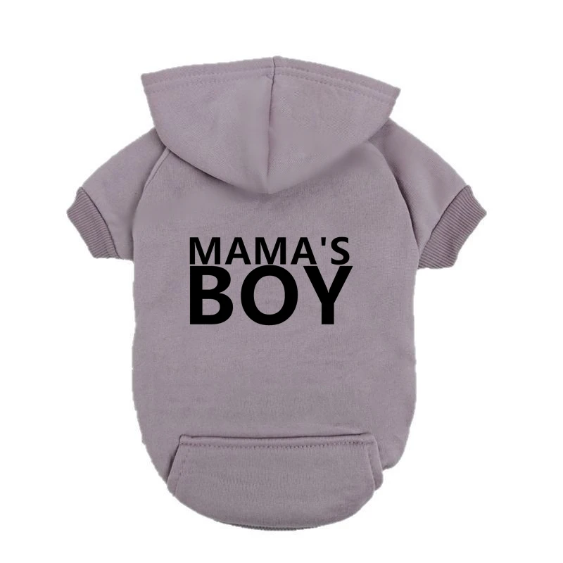 Sudadera con capucha de forro polar para perros pequeños mama's boy_voghion.com