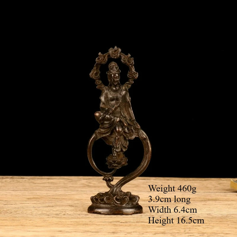 Imitation Copper Self-retaining Sutra Guanyin Bodhisattva Retro Buddha Statue Home Feng Shui Crafts Ornaments