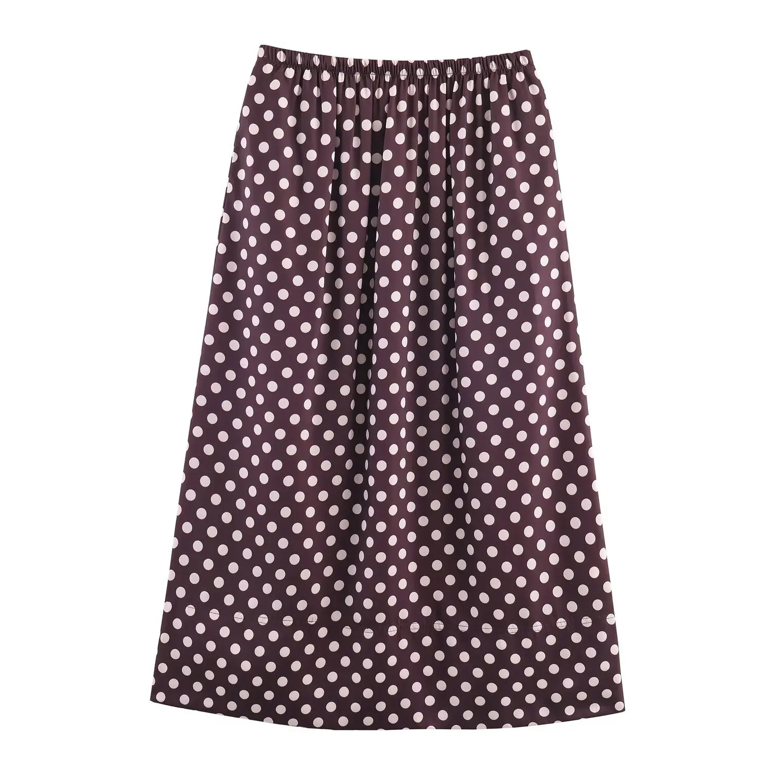 

Woman's Polka Dot Print Skirt Loose Elastic Waist Pleated Pocket Mid-rise Elegant Midi A-line Skirt Commuting Autumn Chic Skirt