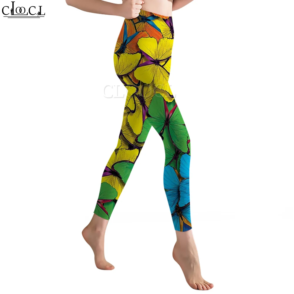 CLOOCL moda Casual mujer Legging hermosa mariposa impreso pantalones de Yoga Legging de cintura alta entrenamiento Push-up pantalones para correr