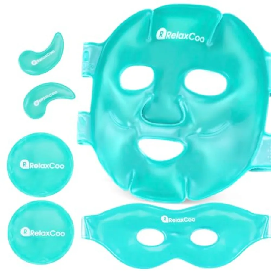 

RelaxCoo Ice Face Eye Mask for Dark Circles and Puffiness Cold Warm Compress, Gel Cold Cooling Face Mask Package for Women and