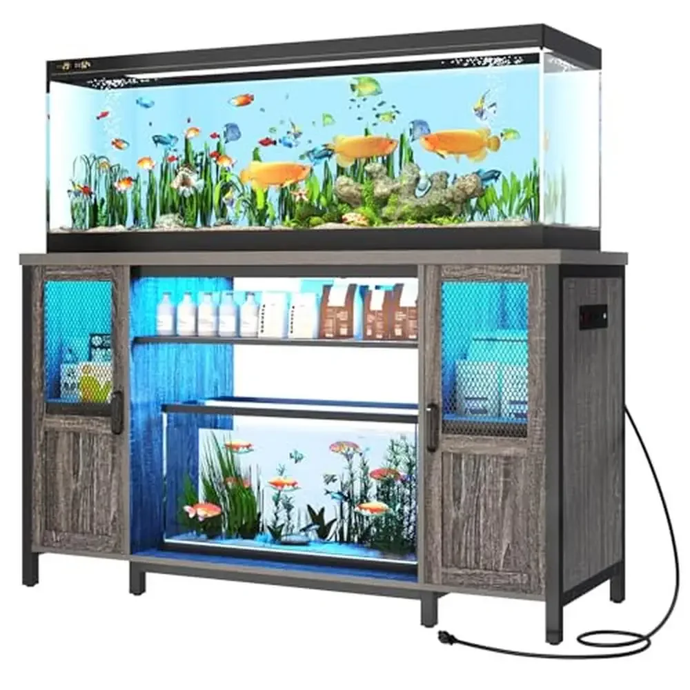 

Heavy Duty Fish Tank Stand with Power Outlets Storage Space 55-75 Gallon Aquarium Stand