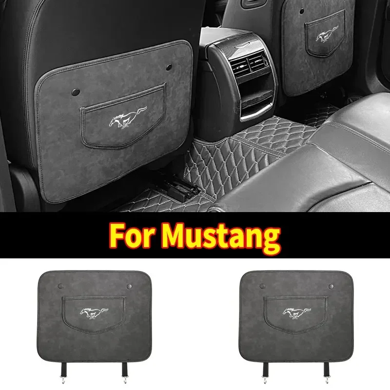 Car Seat Backrest Anti-kick Pad Leather Anti- Dirt Scratch Mat For Ford Mustang GT500 GT350 Cobra Shelby Focus mk2 mk3 Fiesta