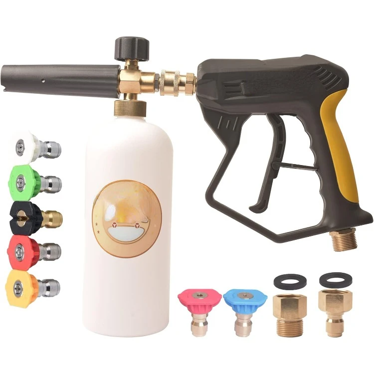 High Pressure Washer Gun with Foam Cannon 2 Adapter 7 Pressure Washer Nozzles,for Car Washing