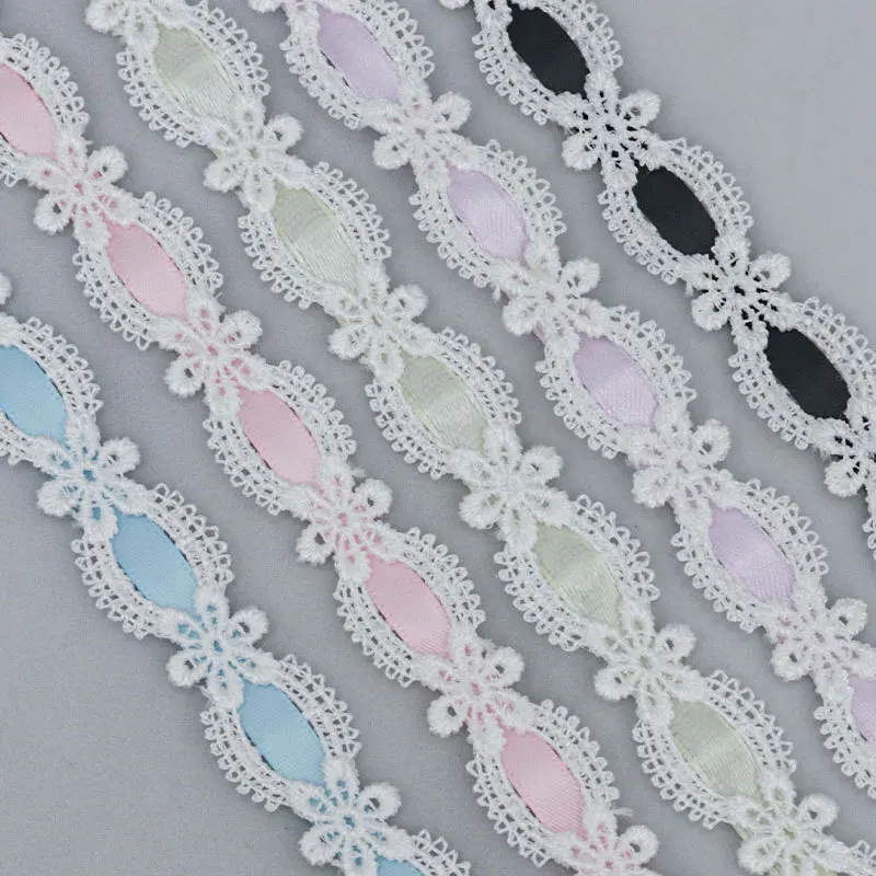 15 yardas de encaje de Lolita, cuentas de marfil, tela de encaje con volantes, cinta de raso, ropa DIY, cortinas, decoraciones para muebles, 1,6 cm de ancho