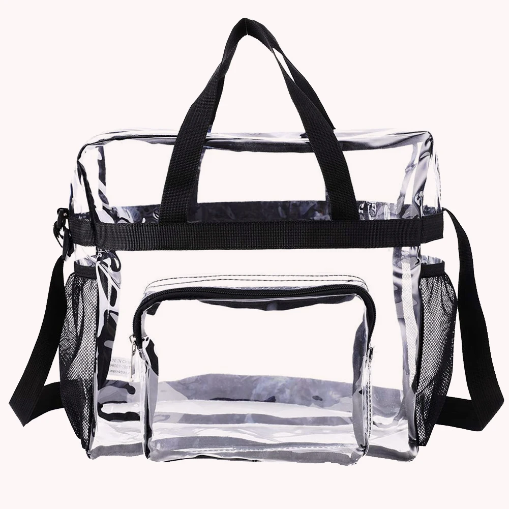 Women Transparent Tote Bag PVC Fashion Shoulder Bag Large Capacity Stylish Crossbody Bag Adjustable Strap Sundries Bag