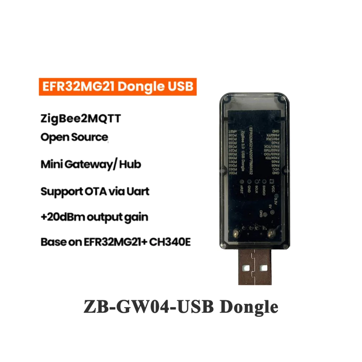 ZigBee 3,0 Silicon Labs Mini EFR32MG21 Hub de código abierto Universal, entrada USB Dongle Chip módulo ZHA NCP Home Assistant