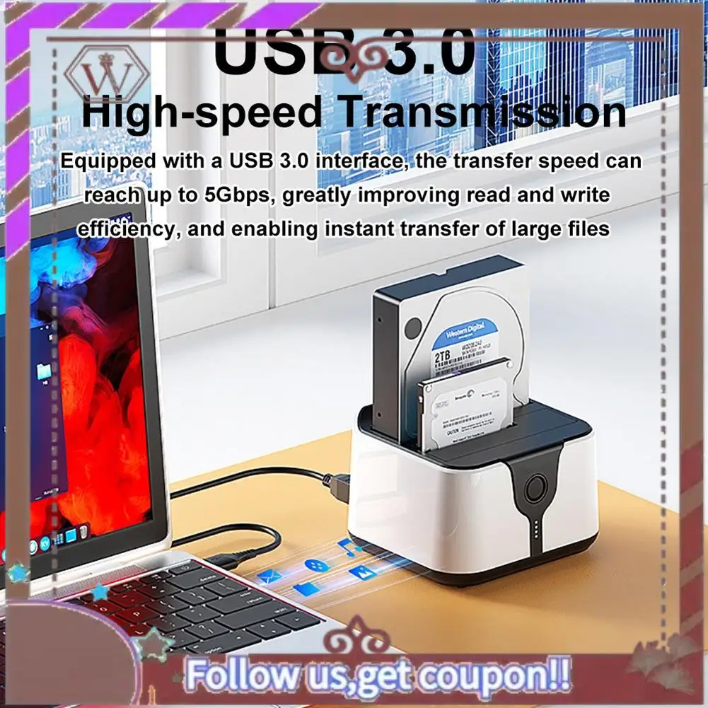 Abbg-estação de encaixe hdd de bay duplo um clique offline clone sata para usb 3.0 hdd docking station para 2.5/3.5 Polegada ssd hdd