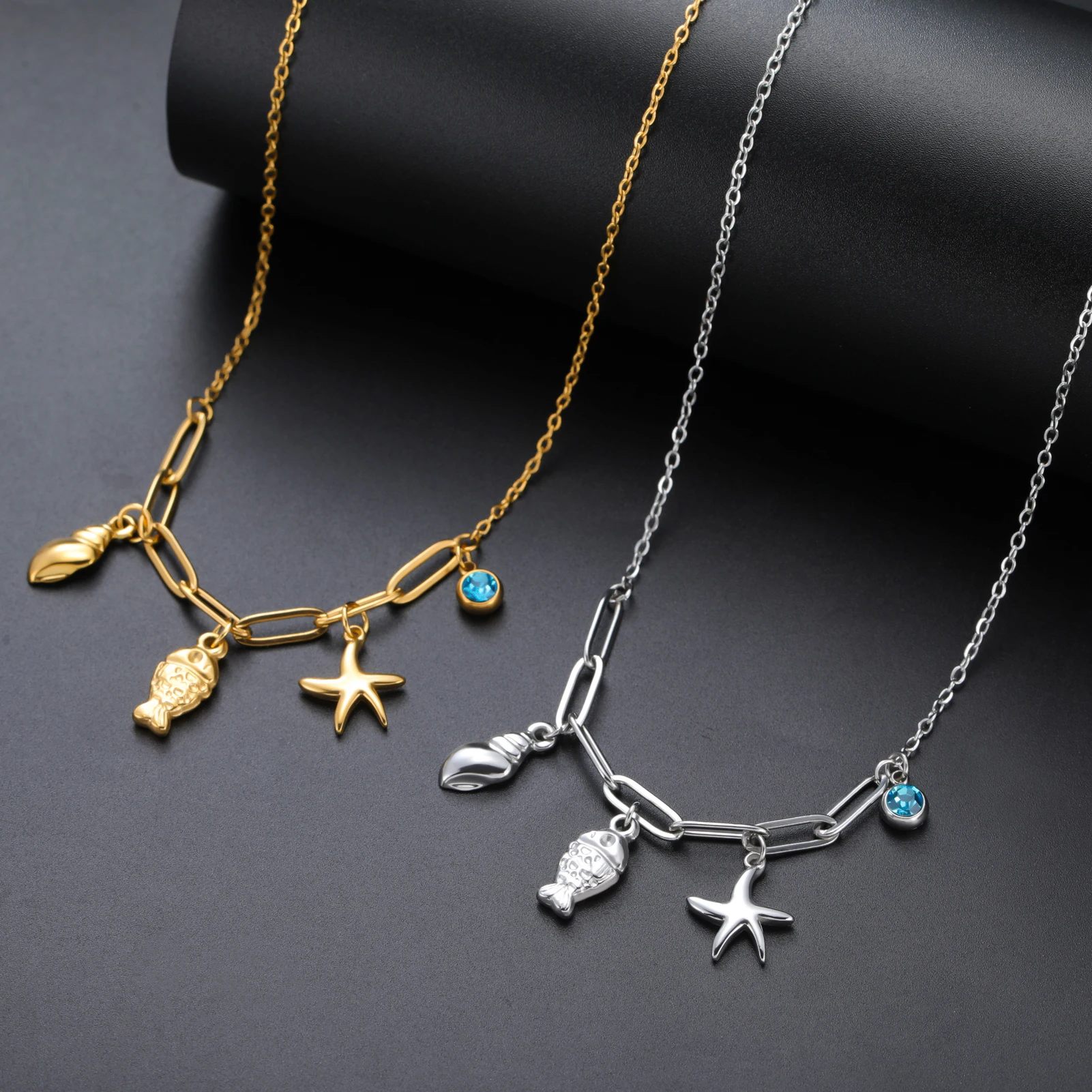 Cazador سمك البحر محارة نجم البحر القلائد للنساء الفتيات 2025 مجوهرات الفولاذ المقاوم للصدأ المختنق البوهيمي هدية عيد ميلاد بالجملة