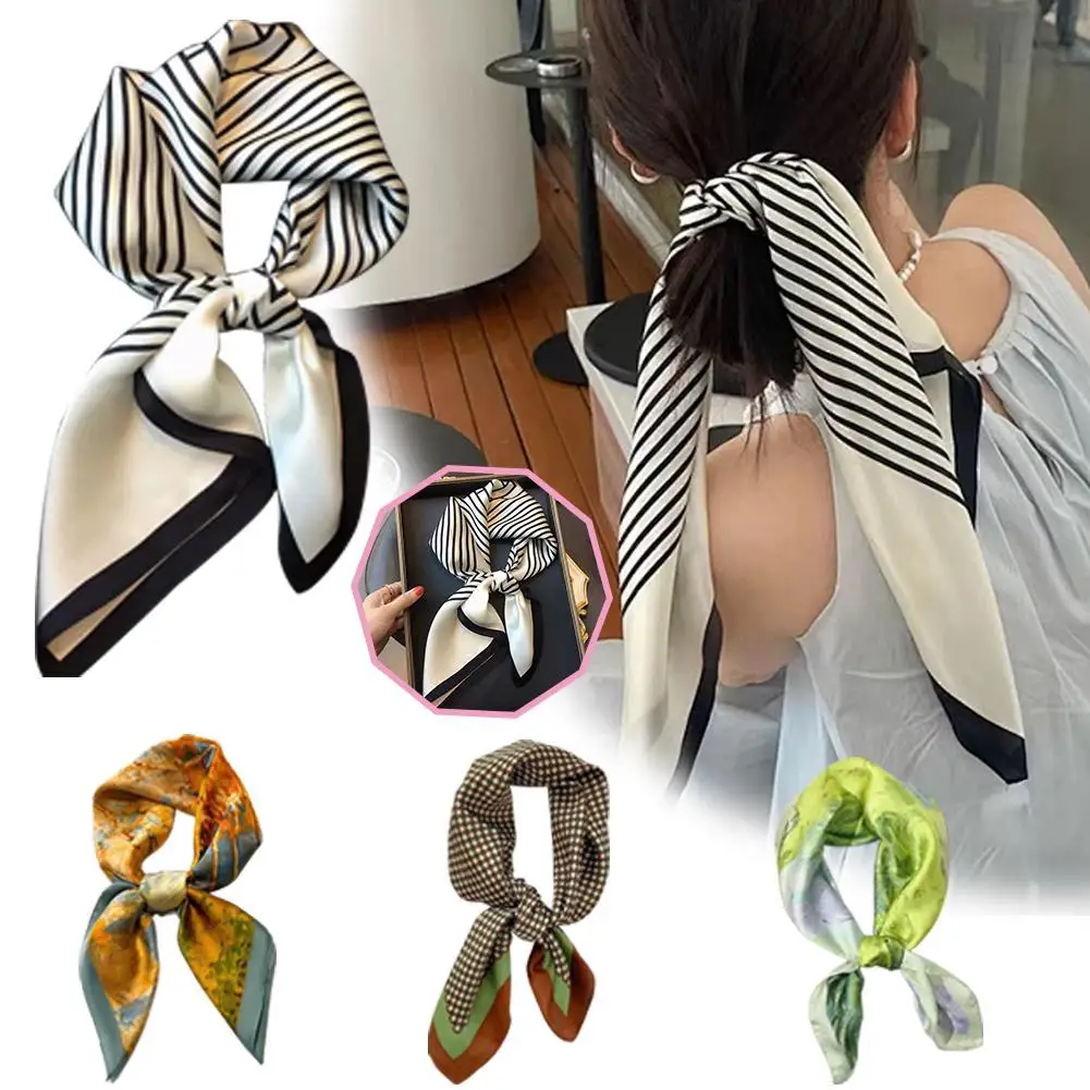 

2025 Retro Print Women's Square Scarf Fashion Versatile High Grade Scarves Headscarf Soft Smooth Elegant Clothing Accessories