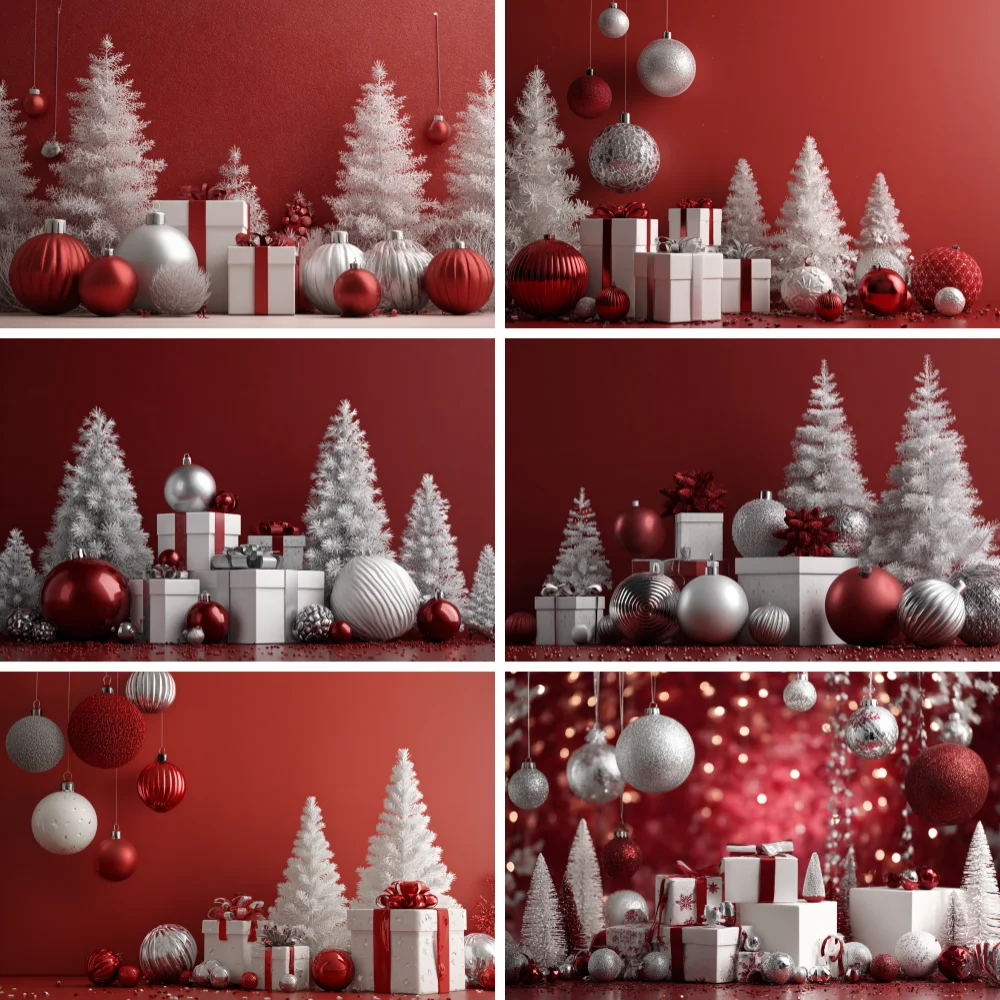 

Christmas Red Candy Background For Photography Baby Xmas Tree Newborn Photo Backdrop Winter Kid Birthday Party Decor Studio