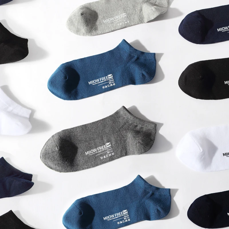 MiiOW 6 Pairs Pure Cotton Men\'s Socks Set Dress Mesh Causal Breathable Summer Male Low Tube Ankle Sock for Business Man