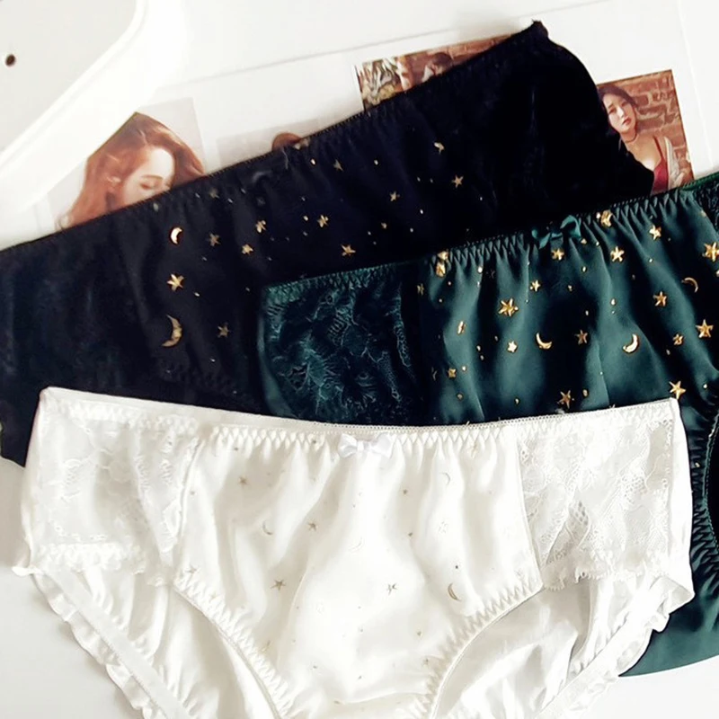 3XL Large Size Retro Palace Style Milk Silk Panties for Women Cute Lovely Sweety Star Elasticity Breathable Underwear Breifs - Image 2