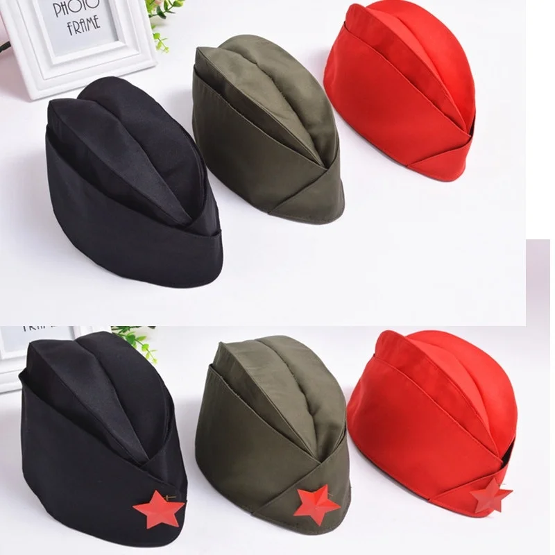 Gorra del ejército ruso de la Unión Soviética para mujer, gorro tricolor verde con logotipo de estrella de buceo, sombreros militares de marinero, gorras de barco