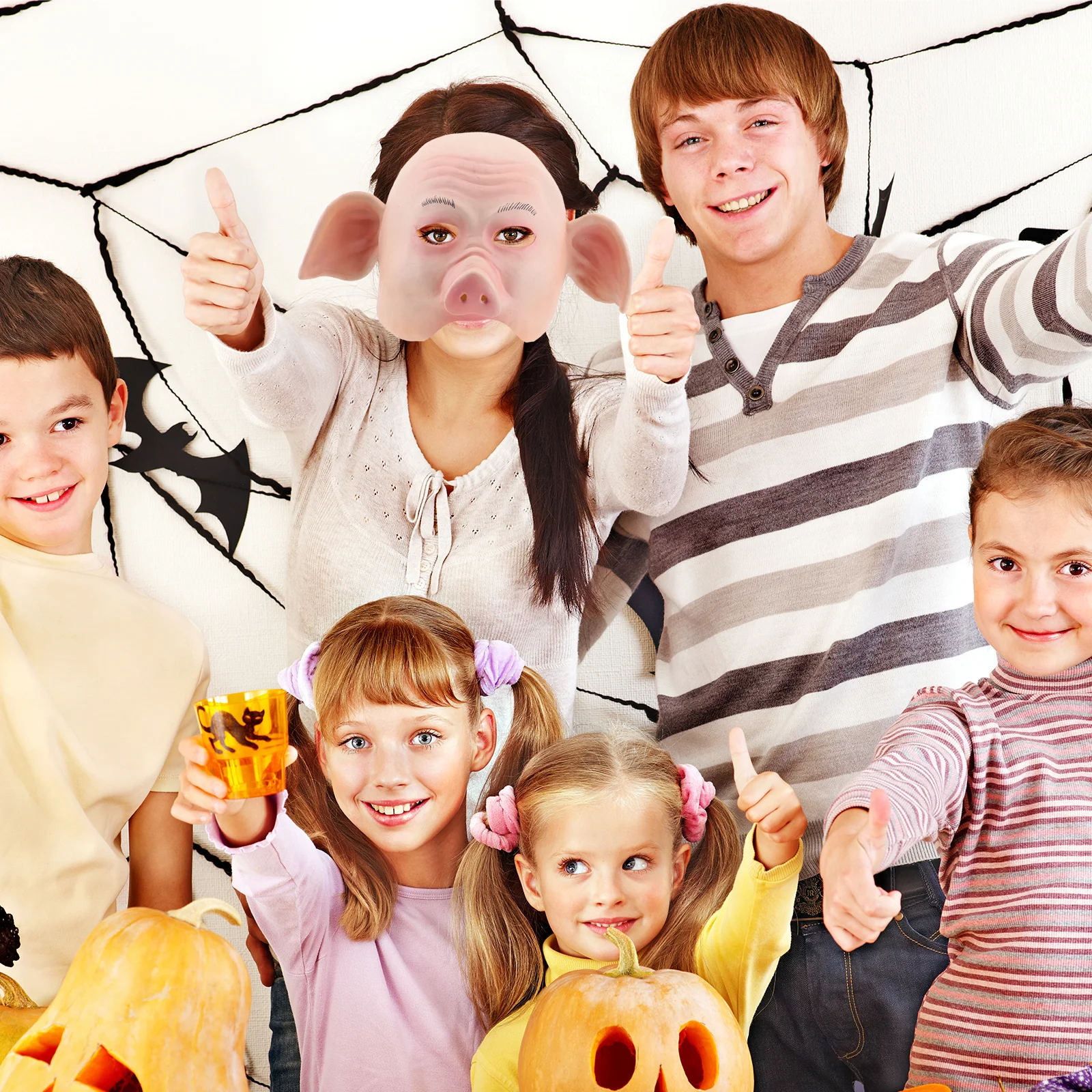 قناع رأس الخنزير من اللاتكس الأخضر الطبيعي لكامل الوجه لحفلة رعب للهالوين وعيد الفصح زي تنكر ملابس المهرجانات المخيفة #6