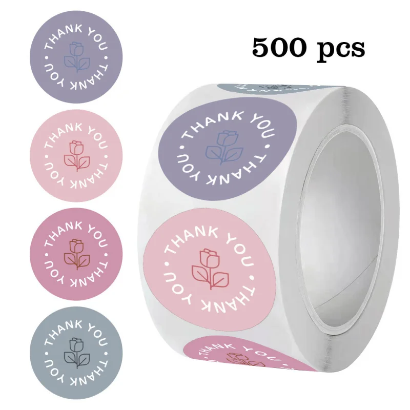 500 Stück 1-Zoll-Pastellrosa-Dankeschön-Aufkleber auf Rolle, vielseitige Etiketten für Geschenkverpackungen, Versand, Organisation und Verpackungen für kleine Unternehmen
