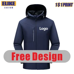Winter Thick Velvet Zipper Jacket Custom Company Logo Outdoor Sports Warm Windproof Printed Embroidery Personality Design ELIKE