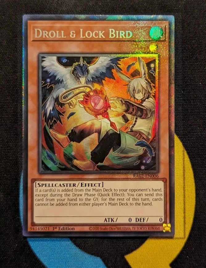 Yugioh KONAMI Duel Monsters TCG RA02-EN006 Droll & Lock Bird Collector Rare English 1st Edition Collection Mint Card