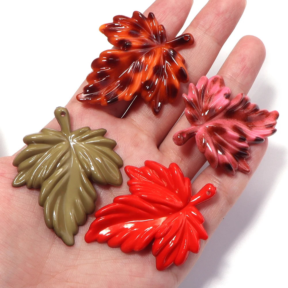10pcs Maple Leaves Acrylic Beads Charms Colorful Leaf Loose Bead For Jewelry Making DIY Necklace Bracelet Earrings Accessories view 6