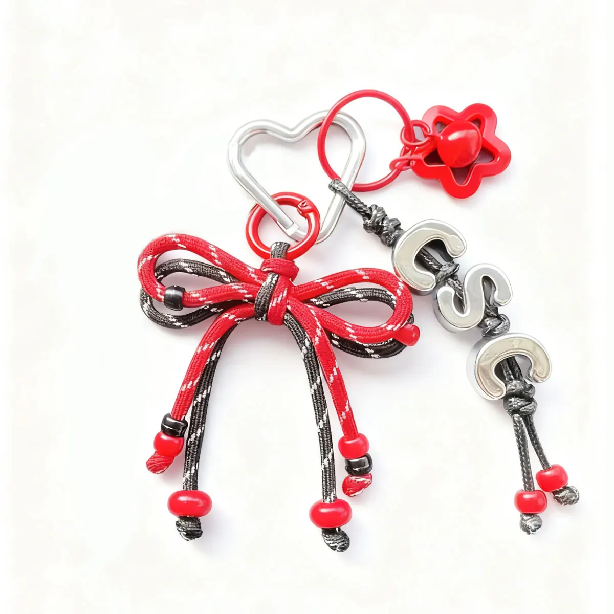 Personalized Handmade Braided Rope Bow Star Bell Keychain