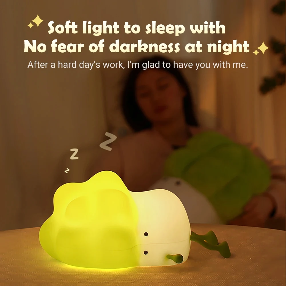 Luz de noche de silicona de repollo sum, carga USB, atenuación de tres niveles, luz nocturna de sincronización, dormitorio de niños, bedsi