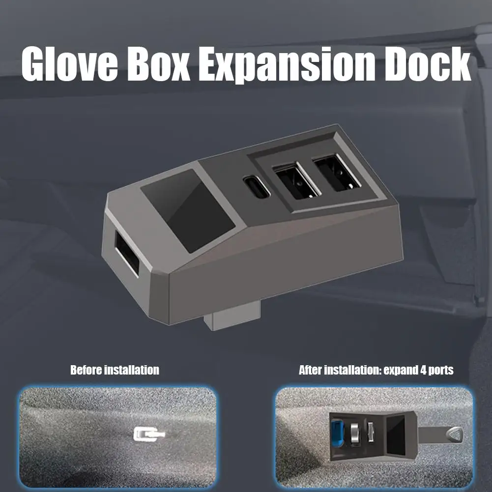 Glovebox USB Hub For Tesla New Model Y Launch Juniper 2025 Model 3 Highland 2024 Type-C Port Digital Display Splitter Docking