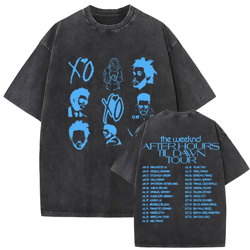 The Weeknd XO Tour 2025 Vintage Washed T Shirt Men's Women Pop Music Short Sleeve T-Shirts Rap Hip Hop Gothic Clothing T-shirts image 3