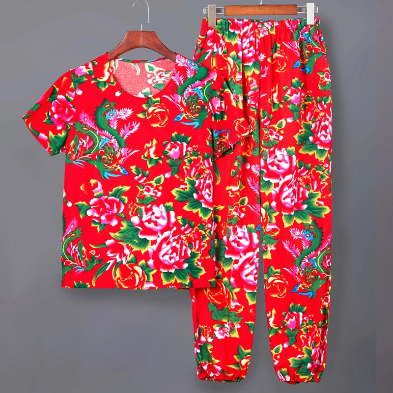 Northeast Big Flower Sportwear Suit Short Sleeve TShirt Long Pants Men Women 2 Piece Sets Tracksuit Casual Trend Oversized Set