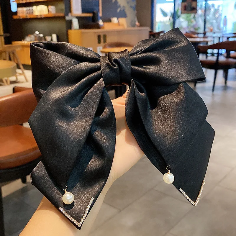 Koreanische Band Perle Schleife Haarspangen für Frauen Zubehör Strass Pin Bögen Haarspange Kopfbedeckung Luxus Schmuck – Detail 2