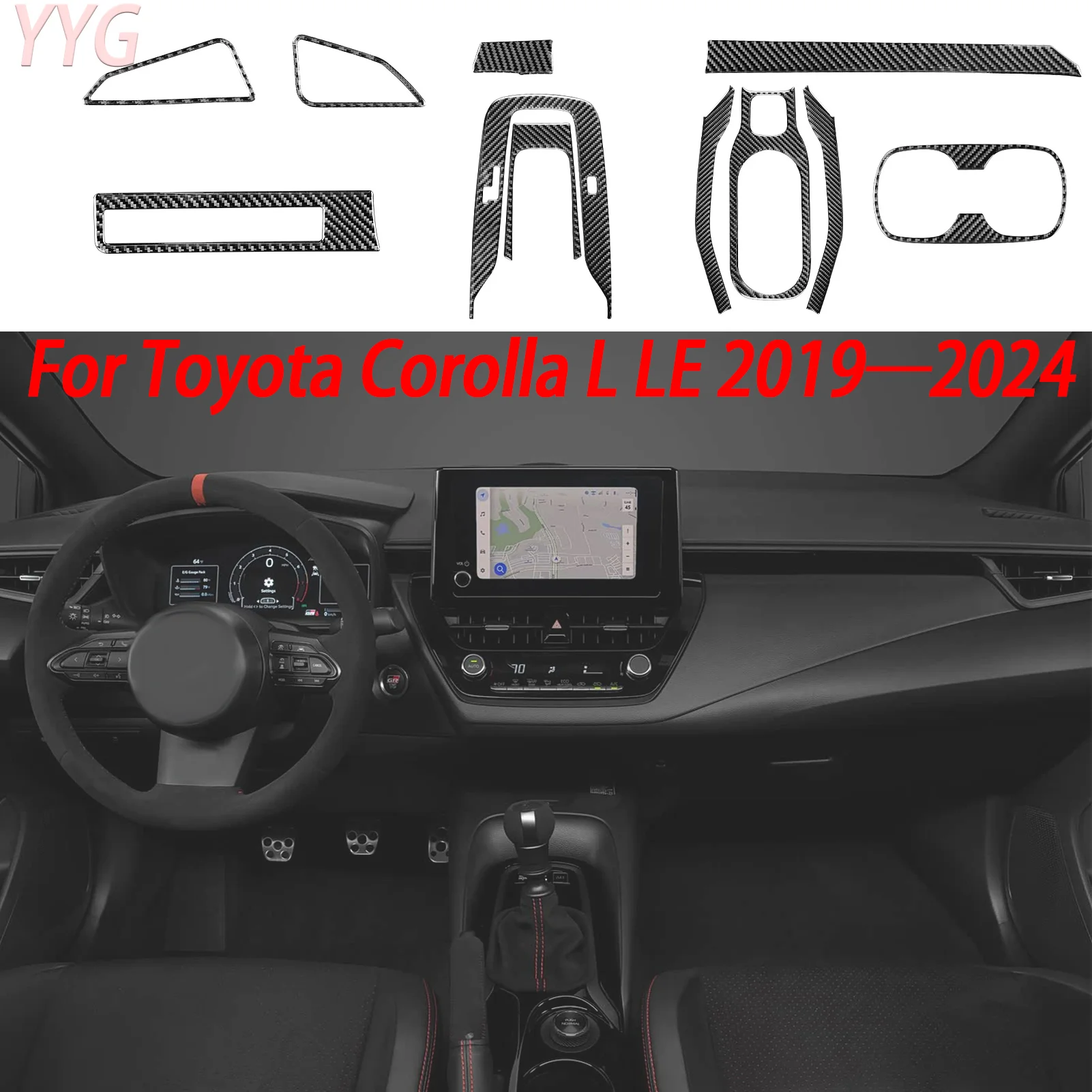 

For Toyota Corolla E210 2019-2024 Interior Carbon Fiber Dashboard Side Air Vent Console AC Knob Panel Steering Button Sticker